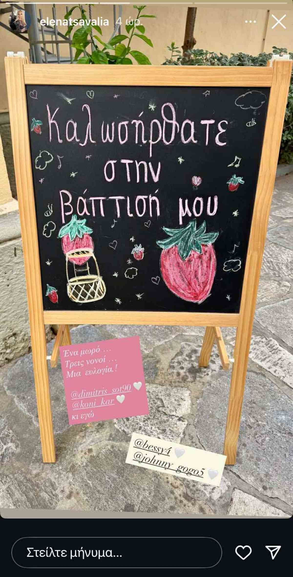 Η Έλενα Τσαβαλιά έγινε νονά