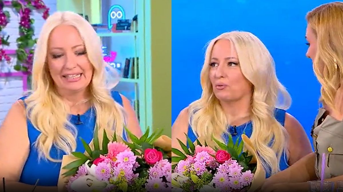 Η Αφροδίτη Γραμμέλη με ανθοδέσμη στο Καλοκαίρι Παρέα