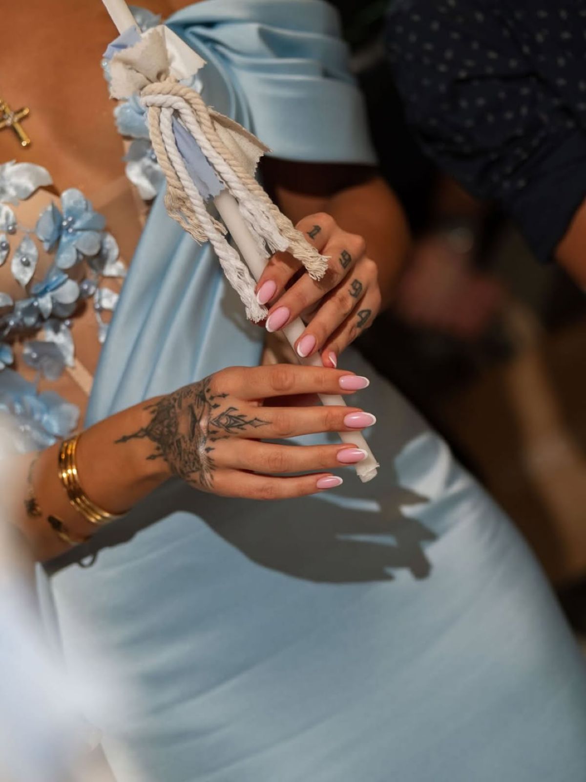 Η Έλενα Τσαγκρινού και ο DJ Stephan στη βάπτιση του γιου τους