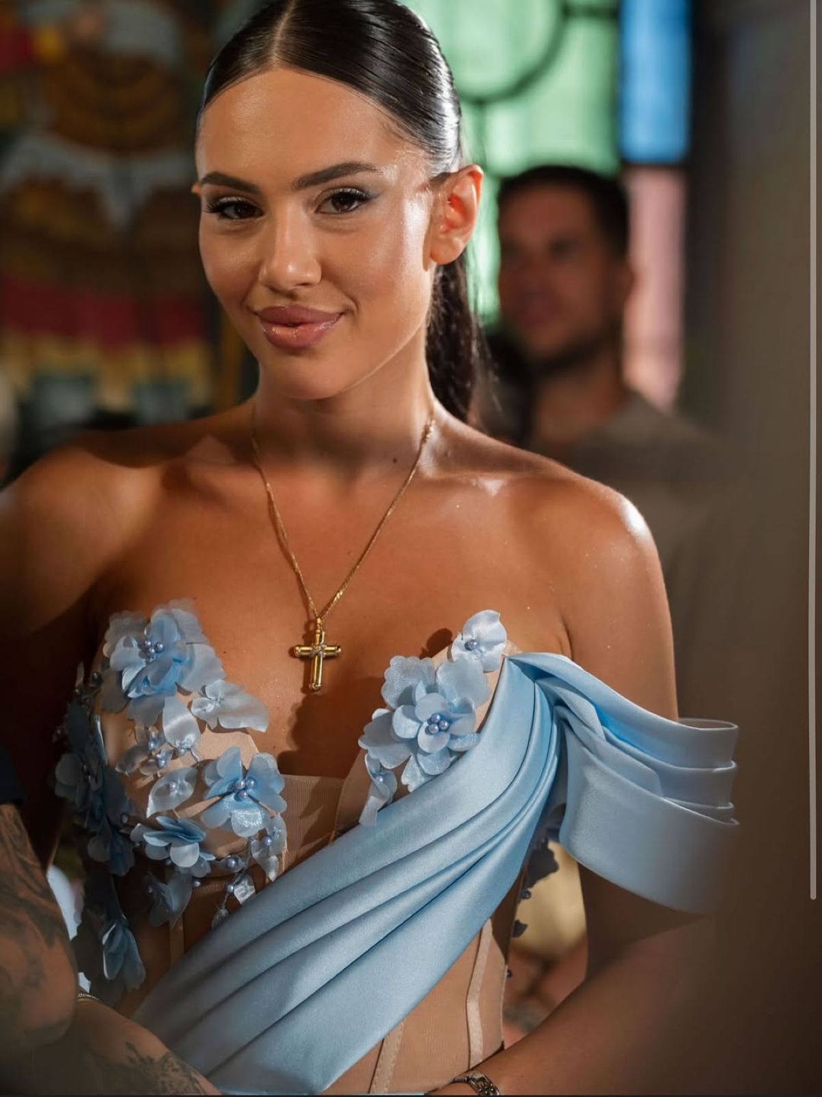 Η Έλενα Τσαγκρινού και ο DJ Stephan στη βάπτιση του γιου τους