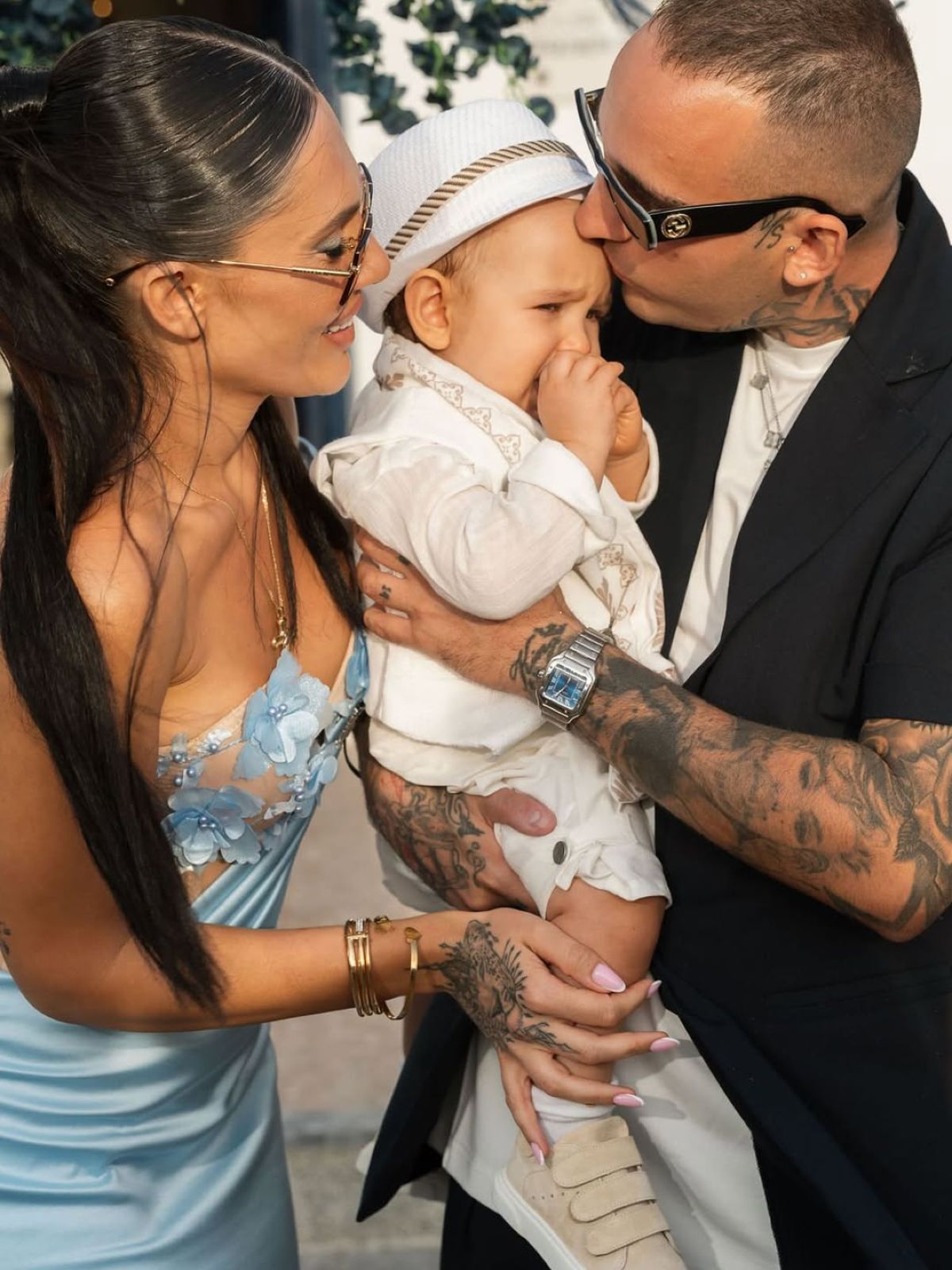 Η Έλενα Τσαγκρινού και ο DJ Stephan στη βάπτιση του γιου τους