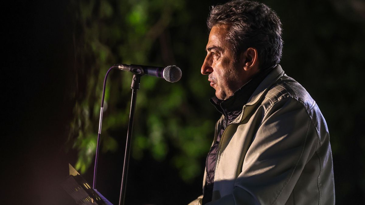 Ο Παύλος Ασλανίδης σε συγκέντρωση για τα Τέμπη