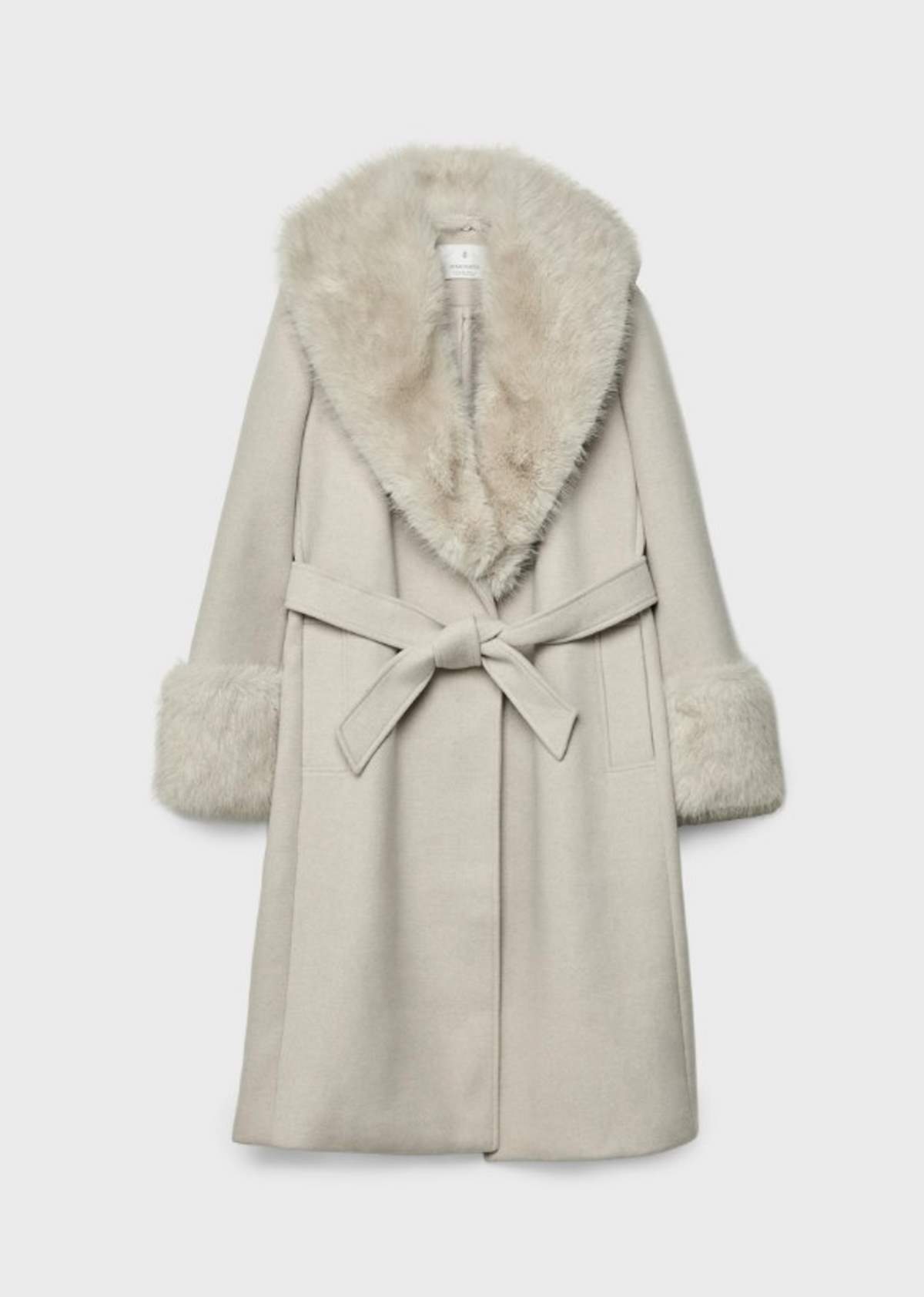 μπεζ παλτό με γούνα