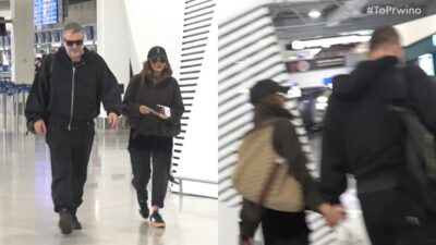 Η Δέσποινα Βανδή και ο Βασίλης Μπισμπίκης στο αεροδρόμιο