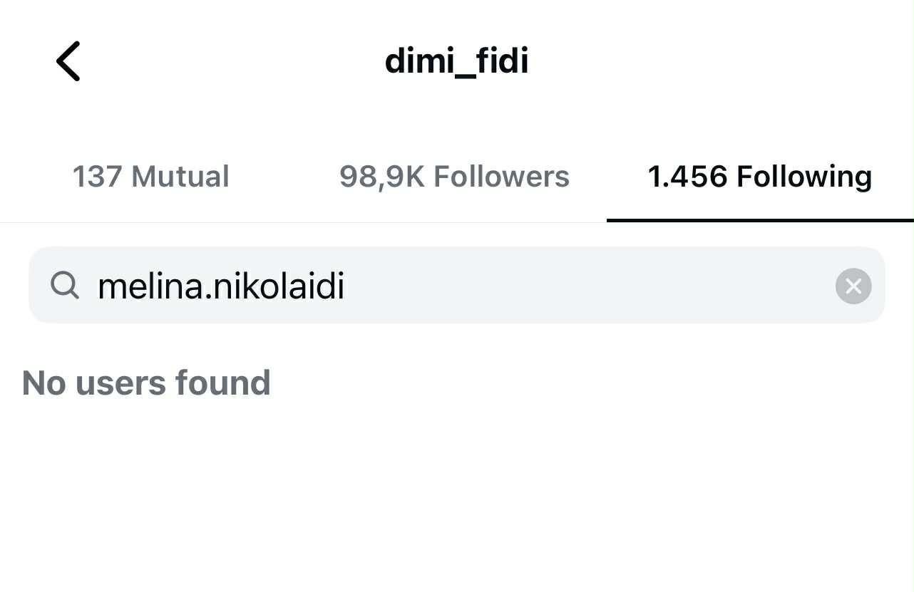 Ο Δημήτρης Φιντιρίκος δεν ακολουθεί πια τη Μελίνα Νικολαΐδη στο Instagram