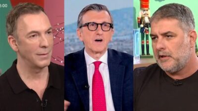 Ο Άρης Πορτοσάλτε, ο Θανάσης Αναγνωστόπουλος και ο Βασίλης Μπισμπίκης