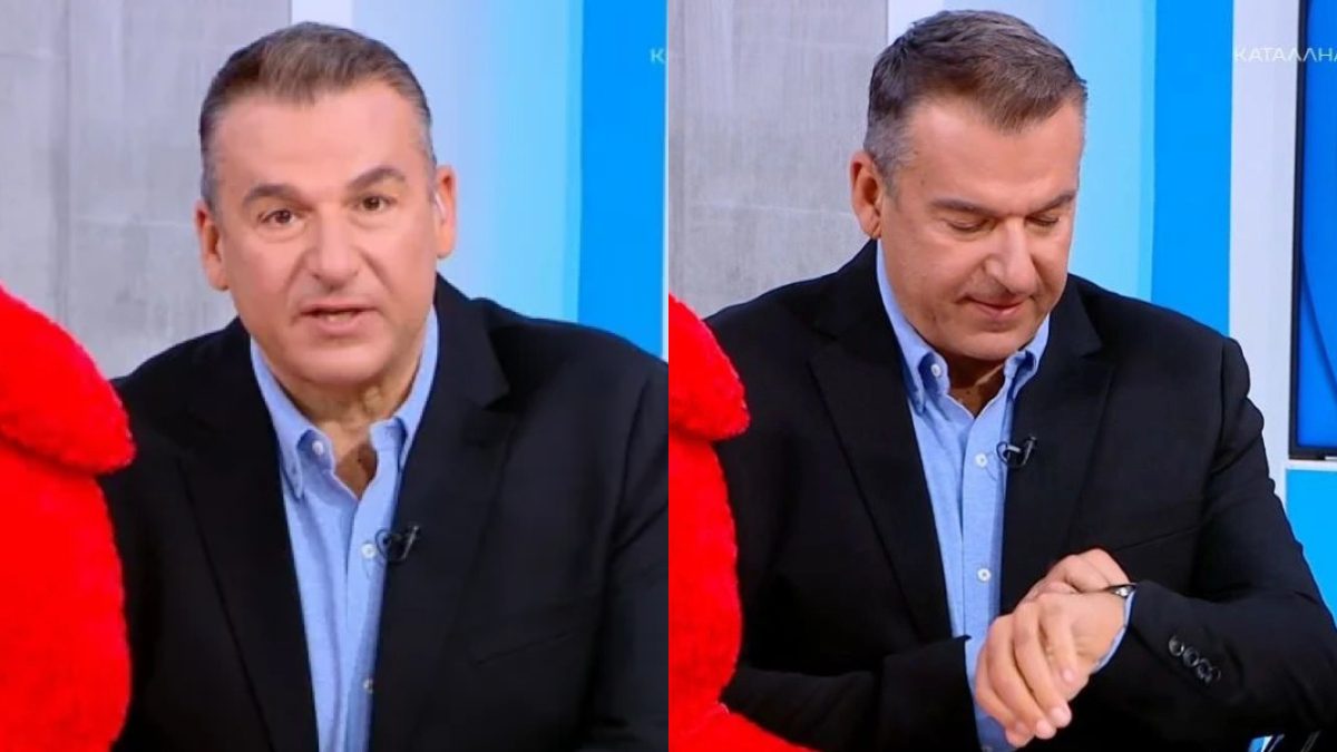 Ο Γιώργος Λιάγκας κοιτάζει το ρολόι του
