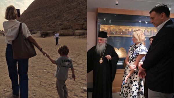 Η Τζένη Μπαλατσινού και ο Βασίλης Κικίλιας με τον γιο τους στην Αφρική