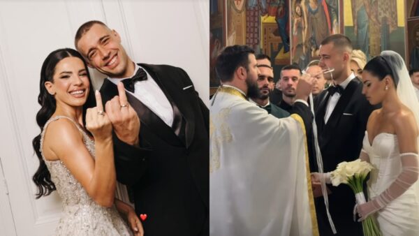 Η Στέλλα Πάσσαρη και ο Σωτήρης Αφεντάκης στον γάμο τους