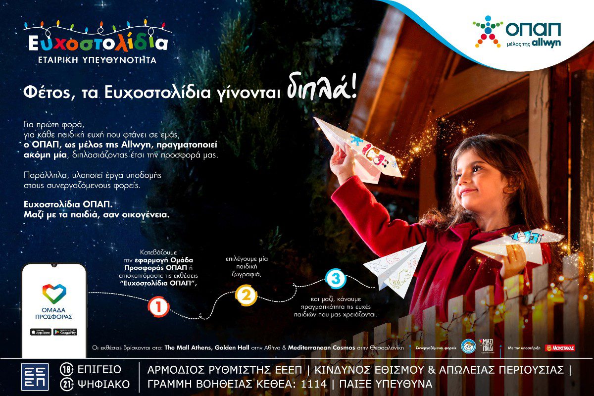 Μια ευχή γίνεται δύο εφέτος τα Χριστούγεννα με τα Ευχοστολίδια