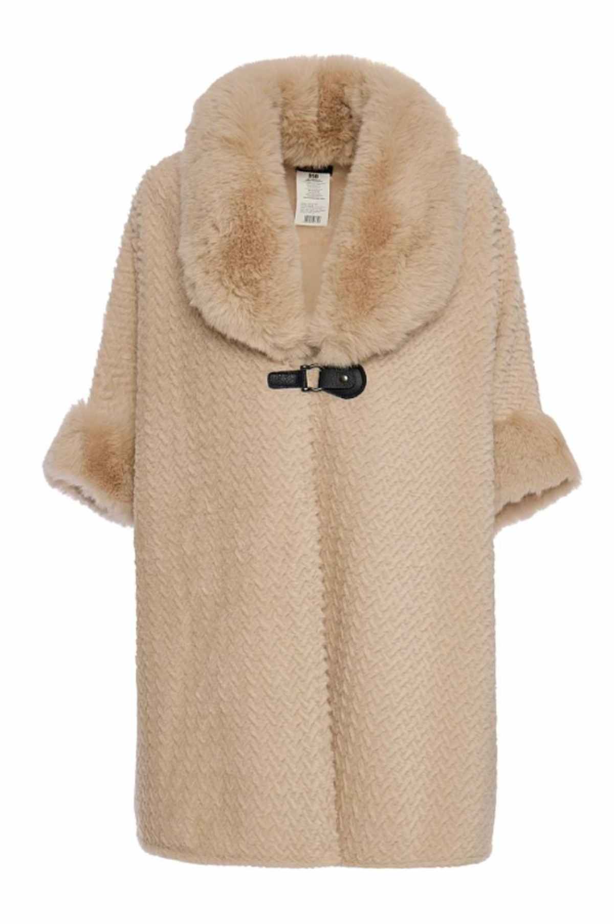 μπεζ πανωφόρι με γούνα