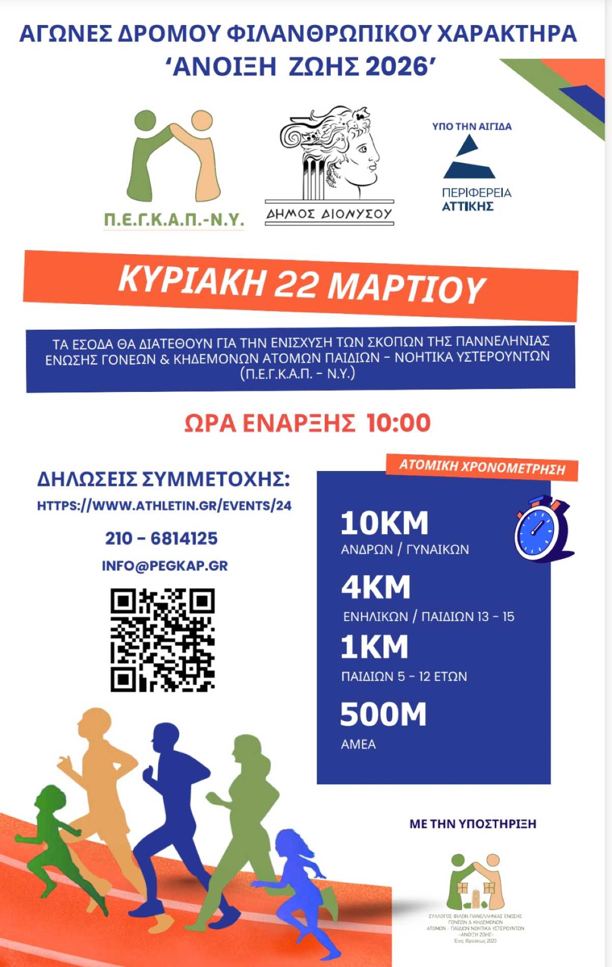 Αγώνες δρόμου ΦΙΛΑΝΘΡΩΠΙΚΟΥ ΧΑΡΑΚΤΗΡΑ «Άνοιξη Ζωής 2026»