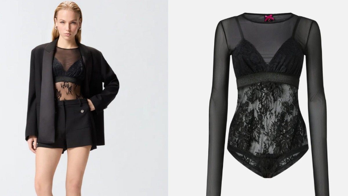 Μαύρο δαντελένιο κορμάκι