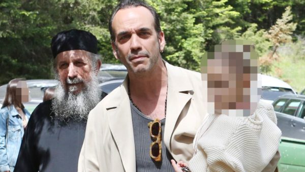 Ο Πάνος Μουζουράκης στη βάφτιση του γιου του