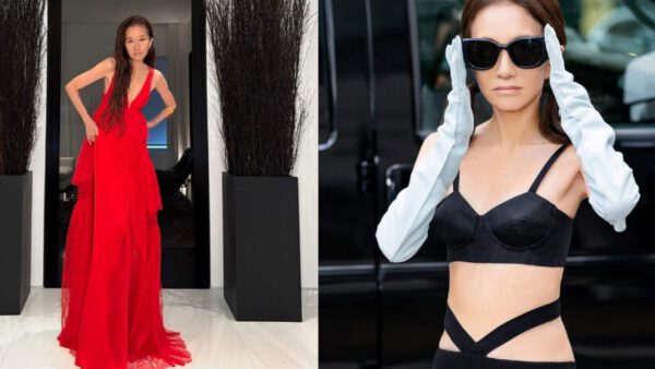 H Vera Wang με κόκκινο και μαύρο φόρεμα