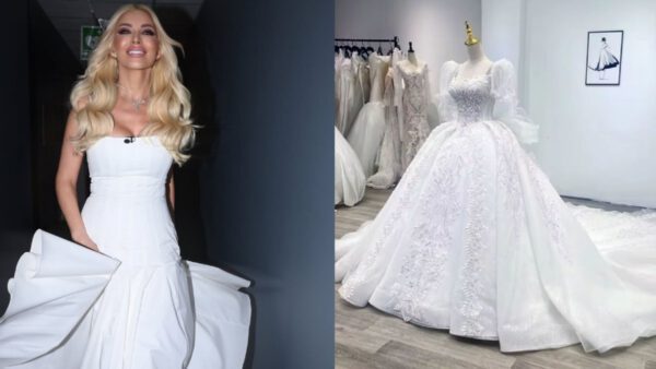 Η Κατερίνα Καινούργιου με λευκό φόρεμα