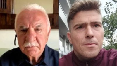 Ο Γιώργος Τσούκαλης με τον αστυνομικό στον Άγιο Δημήτριο
