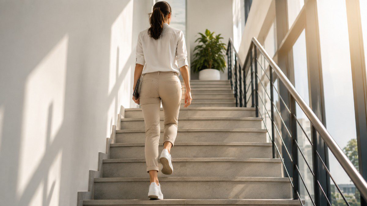 woman stairs